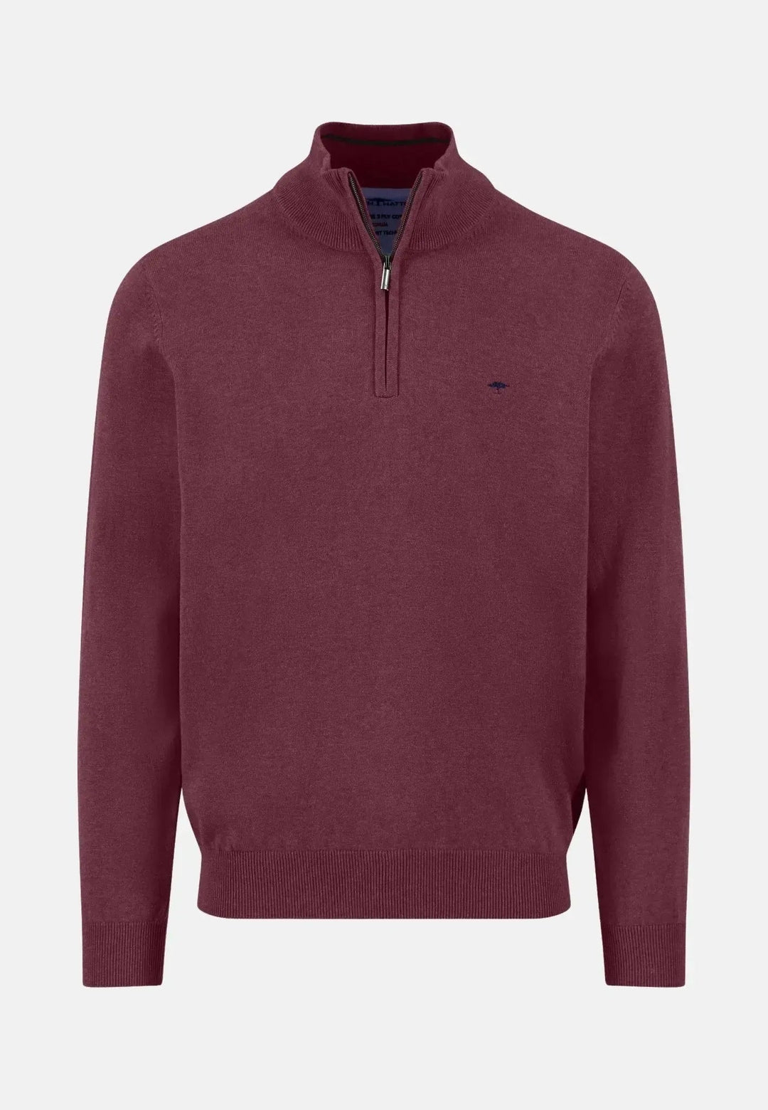Fynch - Hatton Fine Knit Cotton 1/4 Zip Deep Merlot 1514215-368-S