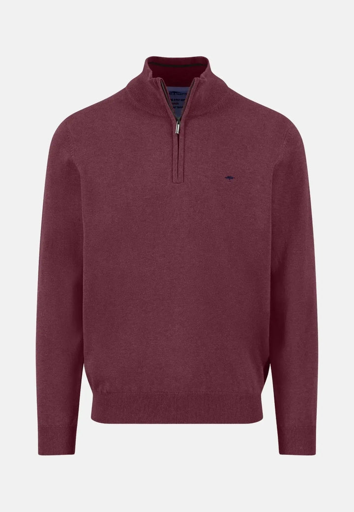 Fynch - Hatton Fine Knit Cotton 1/4 Zip Deep Merlot 1514215-368-S
