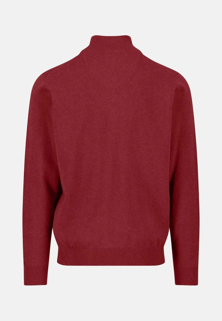 Fine Knit Cotton 1/4 Zip Garnet Red – FYNCH-HATTON, image 2 of 3