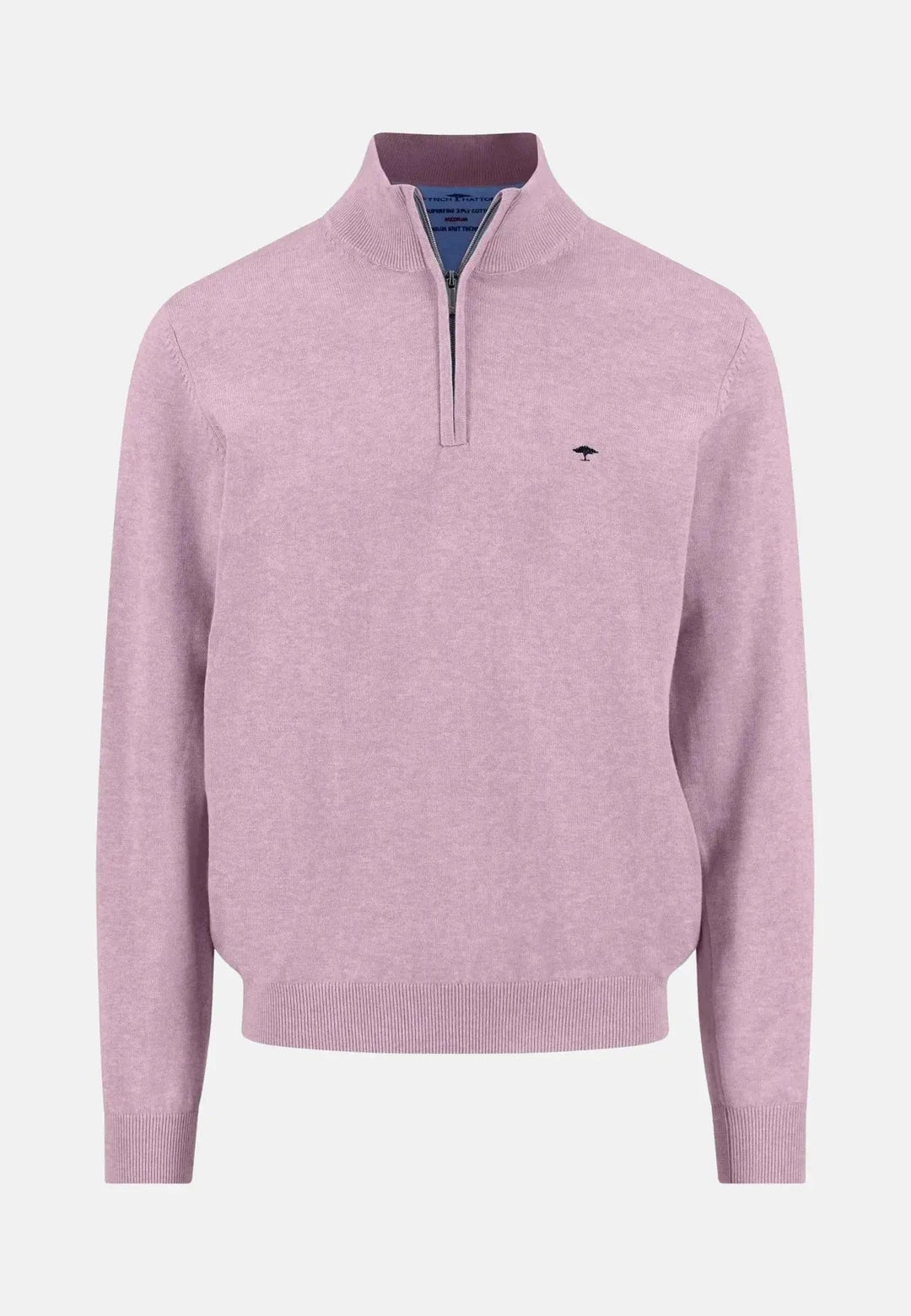 Fynch - Hatton Fine Knit Cotton 1/4 Zip Sweater Magnolia - 1613215-464-S - fynch - hatton.co.uk
