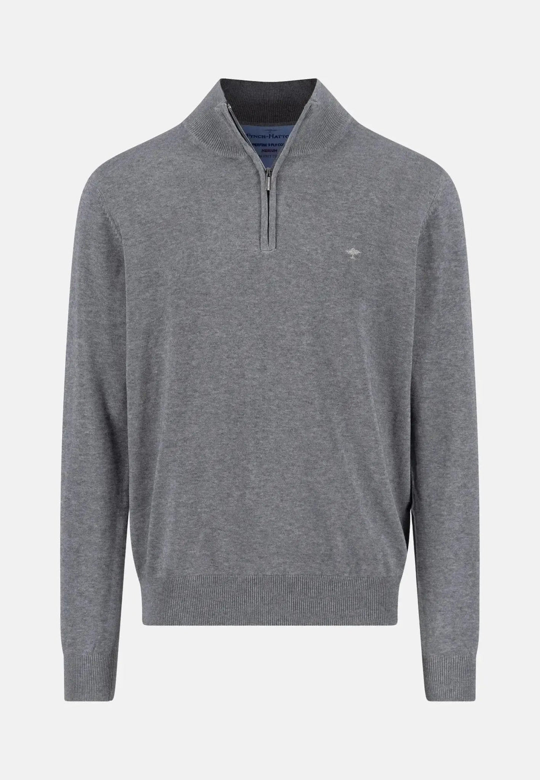 Fynch - Hatton Fine Knit Cotton 1/4 Zip Steel - SFPK215-936-S - fynch - hatton.co.uk