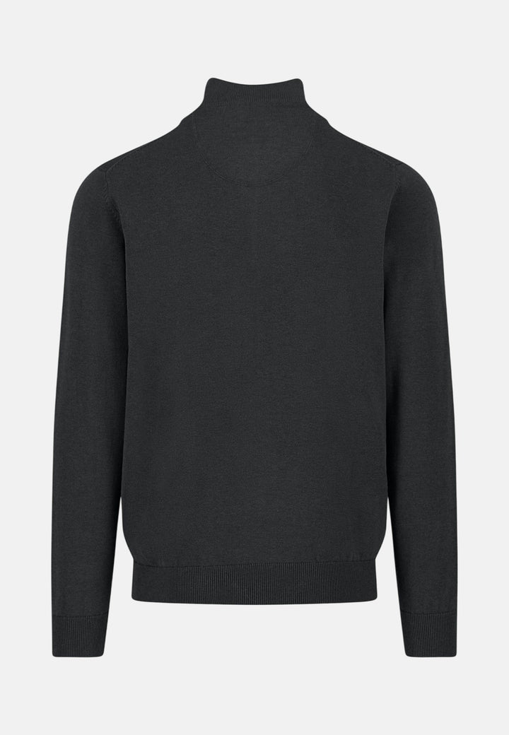 Fynch-Hatton Fine Knit Cotton 1/4 Zip Sweater Black SFPK215-999-3XL
