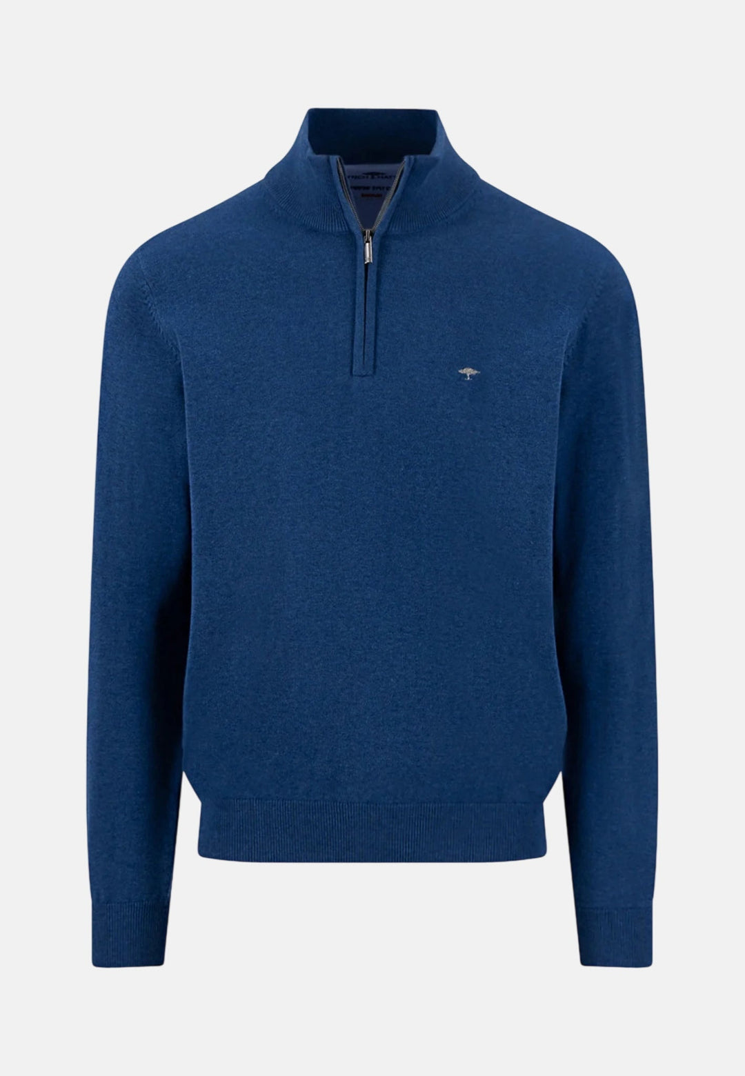 Fynch - Hatton Fine Knit Cotton 1/4 Zip Sweater Midnight - 1613215-672-S - fynch - hatton.co.uk
