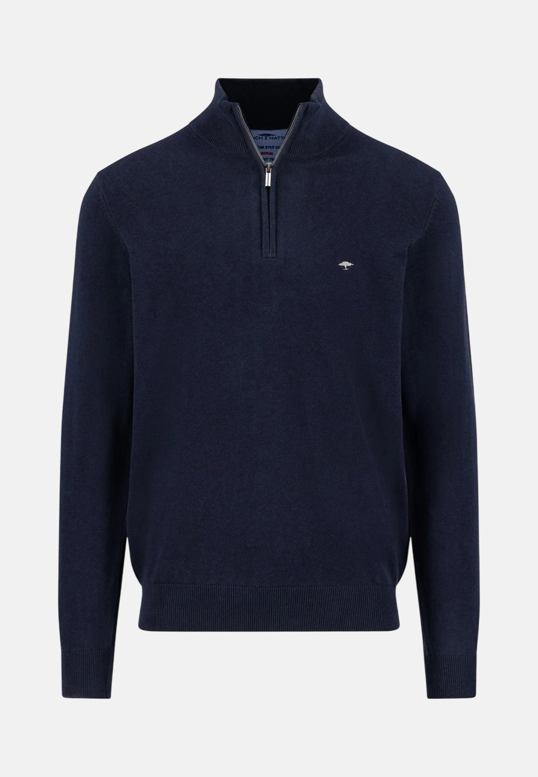 Fynch-Hatton Fine Knit Cotton 1/4 Zip Sweater Navy SFPK215-690-S