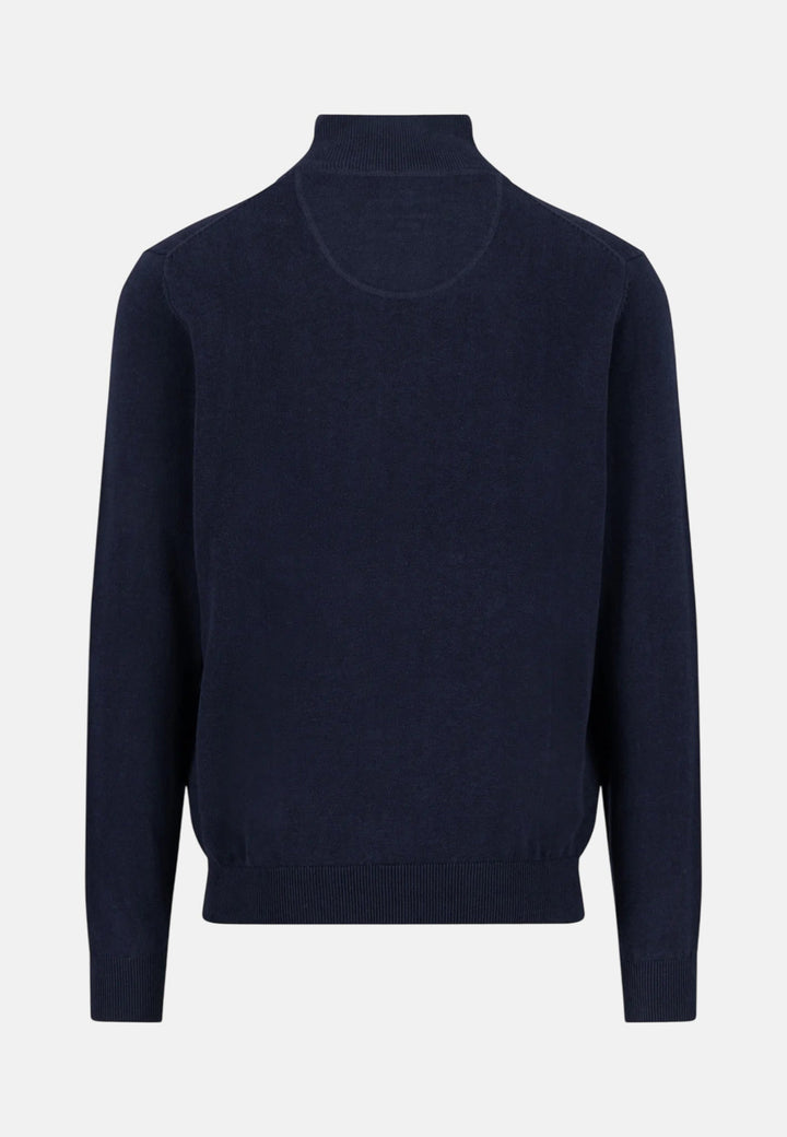 Fynch-Hatton Fine Knit Cotton 1/4 Zip Sweater Navy SFPK215-690-S