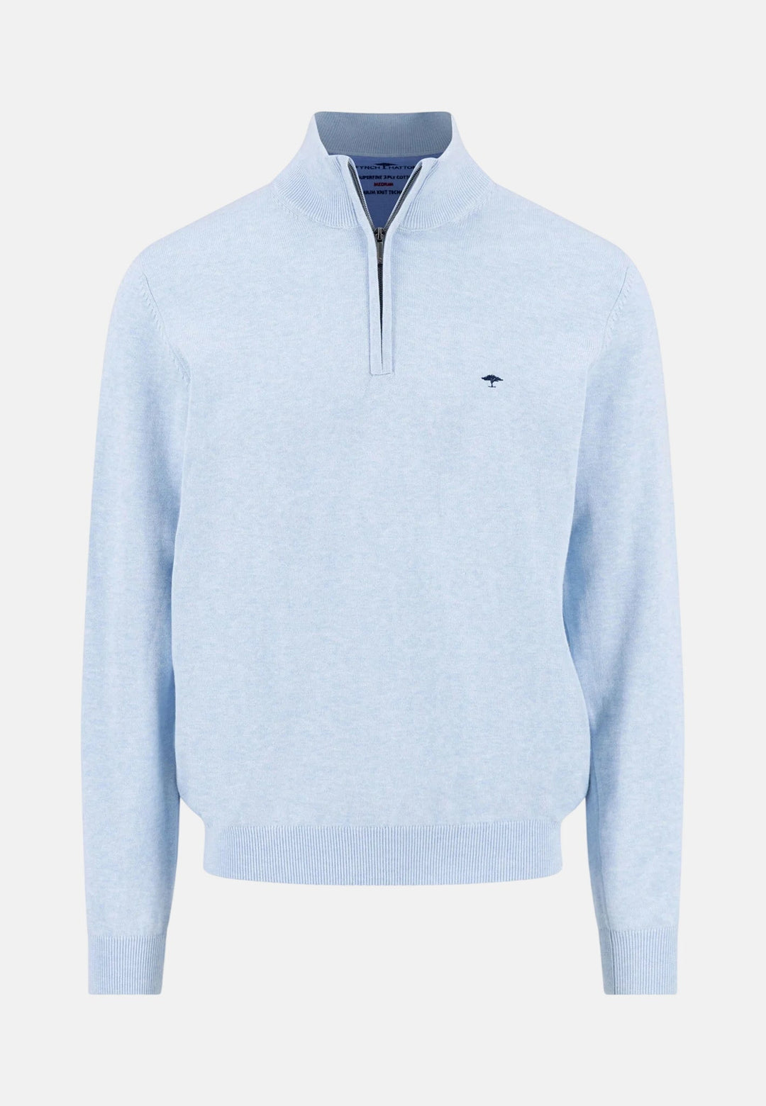 Fynch - Hatton Fine Knit Cotton 1/4 Zip Sweater New Breeze - 1613215-653-M - fynch - hatton.co.uk