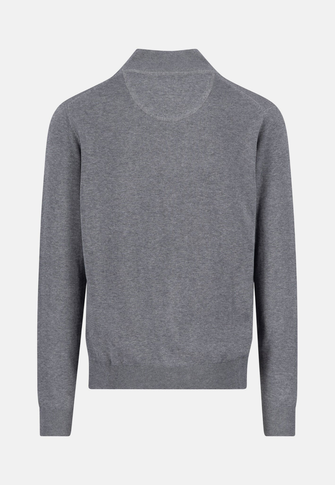 Fynch-Hatton Fine Knit Cotton 1/4 Zip Sweater Steel SFPK215-936-S