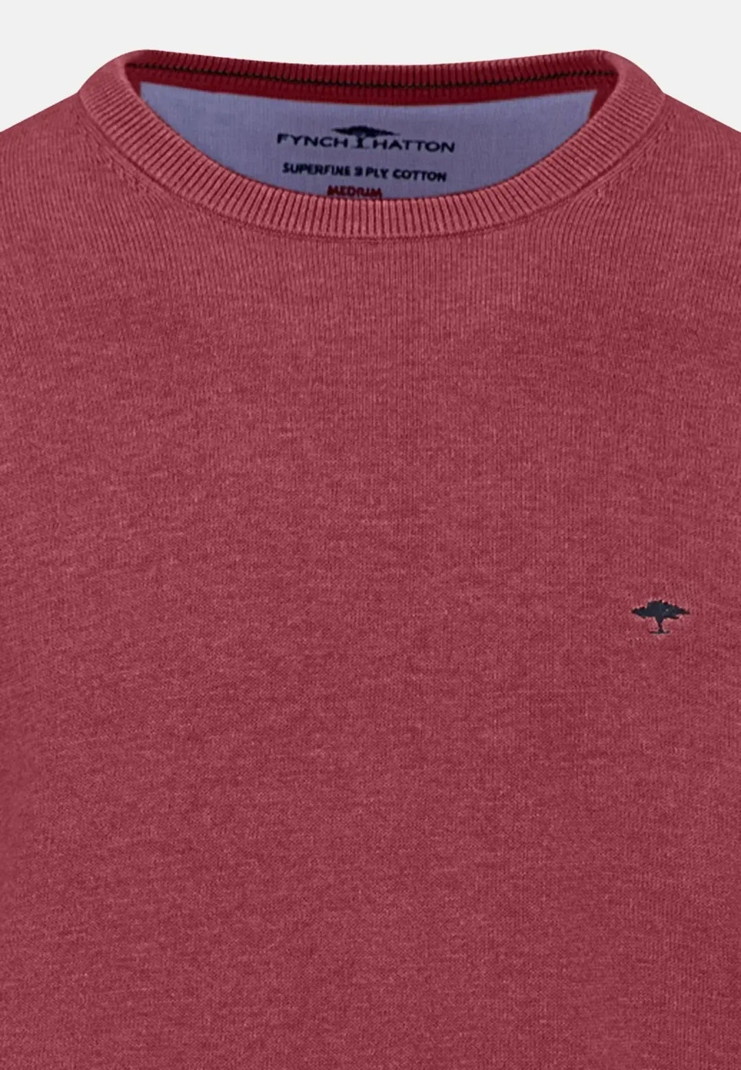 Fynch - Hatton Fine Knit Cotton Crewneck Berry 1514210-415-S