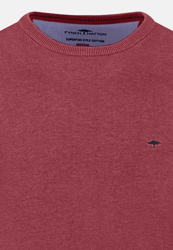 Fynch - Hatton Fine Knit Cotton Crewneck Berry 1514210-415-S
