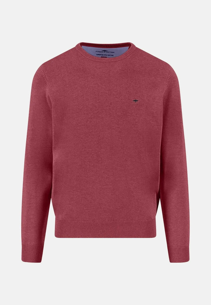 Fynch - Hatton Fine Knit Cotton Crewneck Berry 1514210-415-S