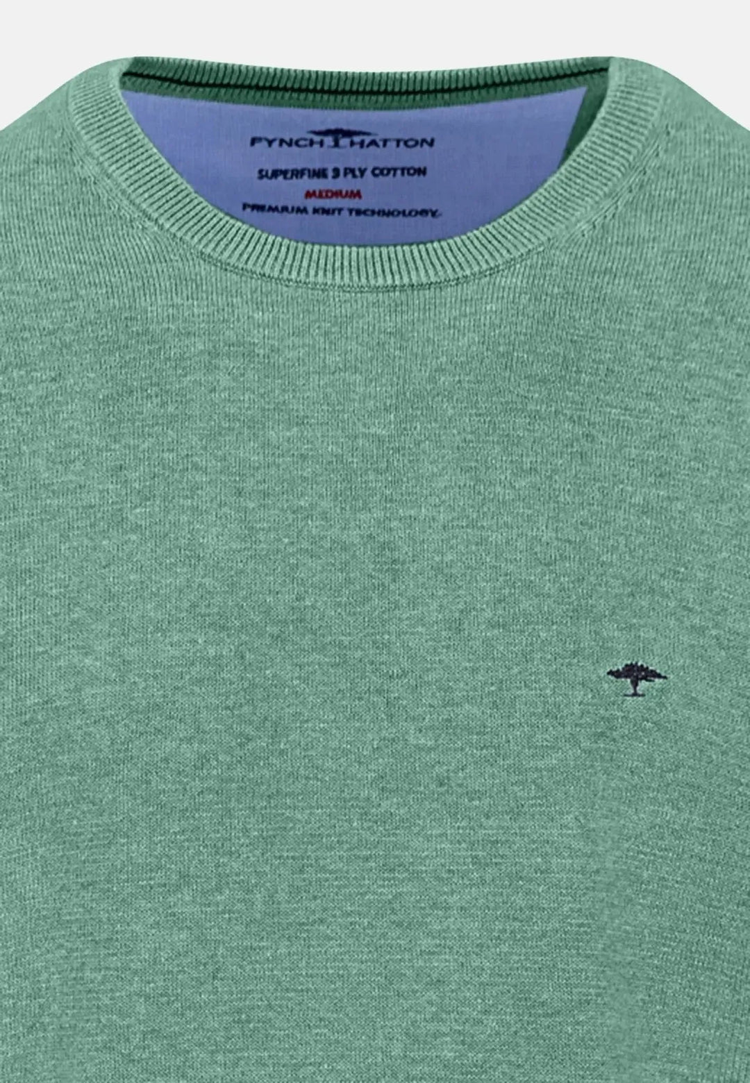 Fynch - Hatton - Fine Knit Cotton Crewneck Fern - 1514210-734-S