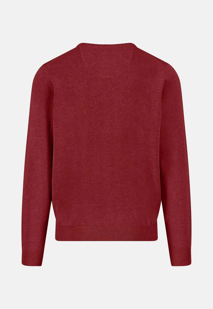 Fynch - Hatton - Fine Knit Cotton Crewneck Garnet Red - 1514210-367-S