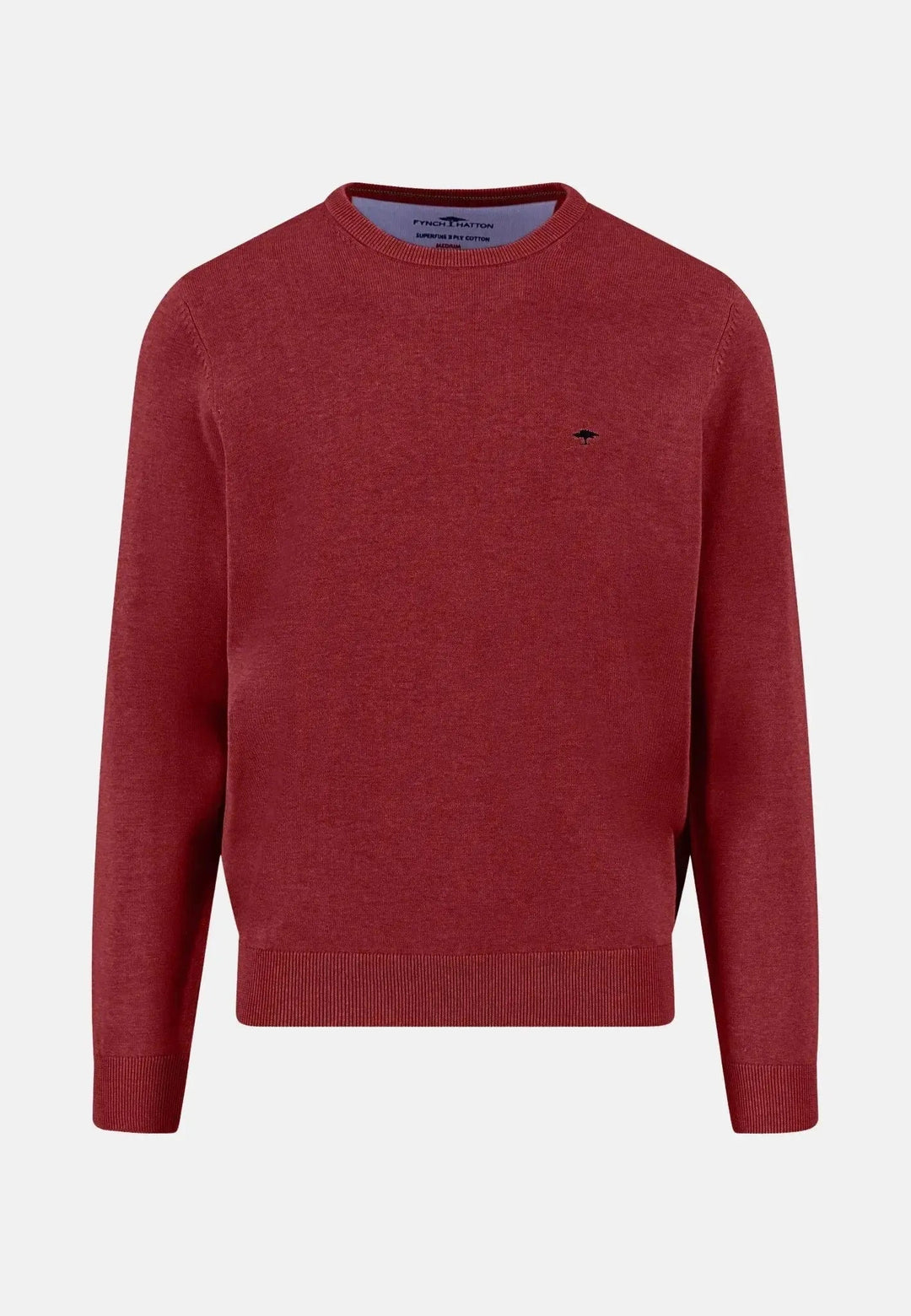 Fynch - Hatton - Fine Knit Cotton Crewneck Garnet Red - 1514210-367-S