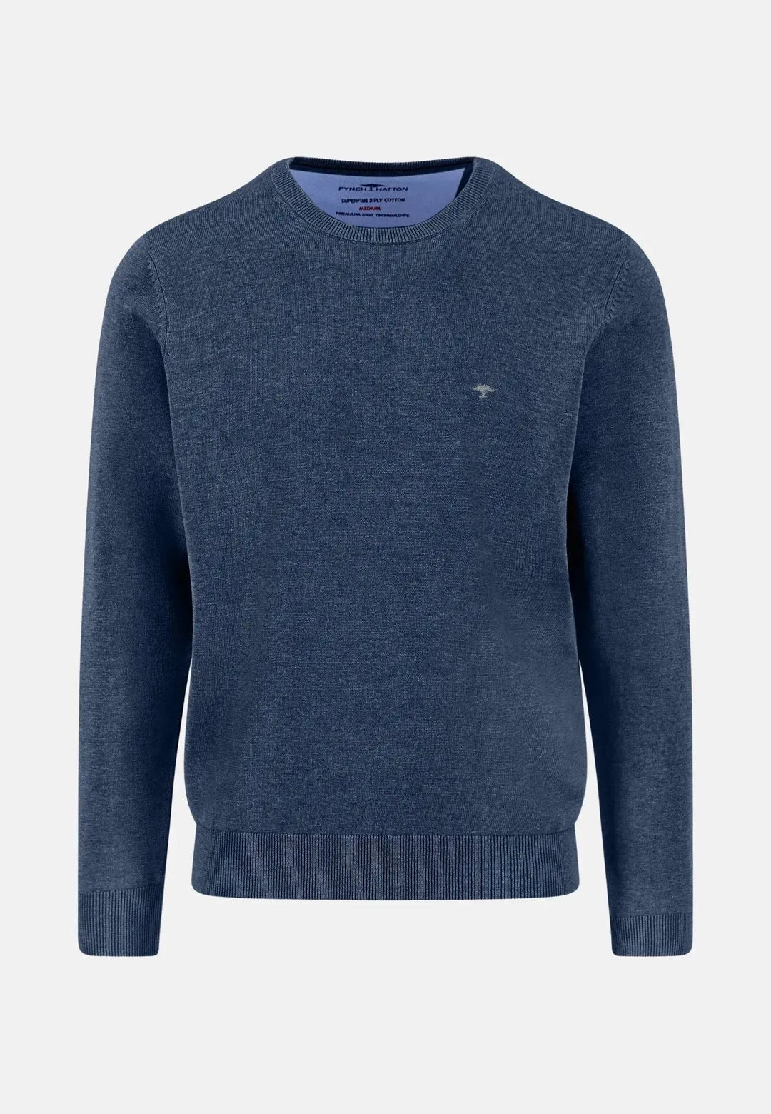 Fynch - Hatton - Fine Knit Cotton Crewneck Night - 1514210-680-S