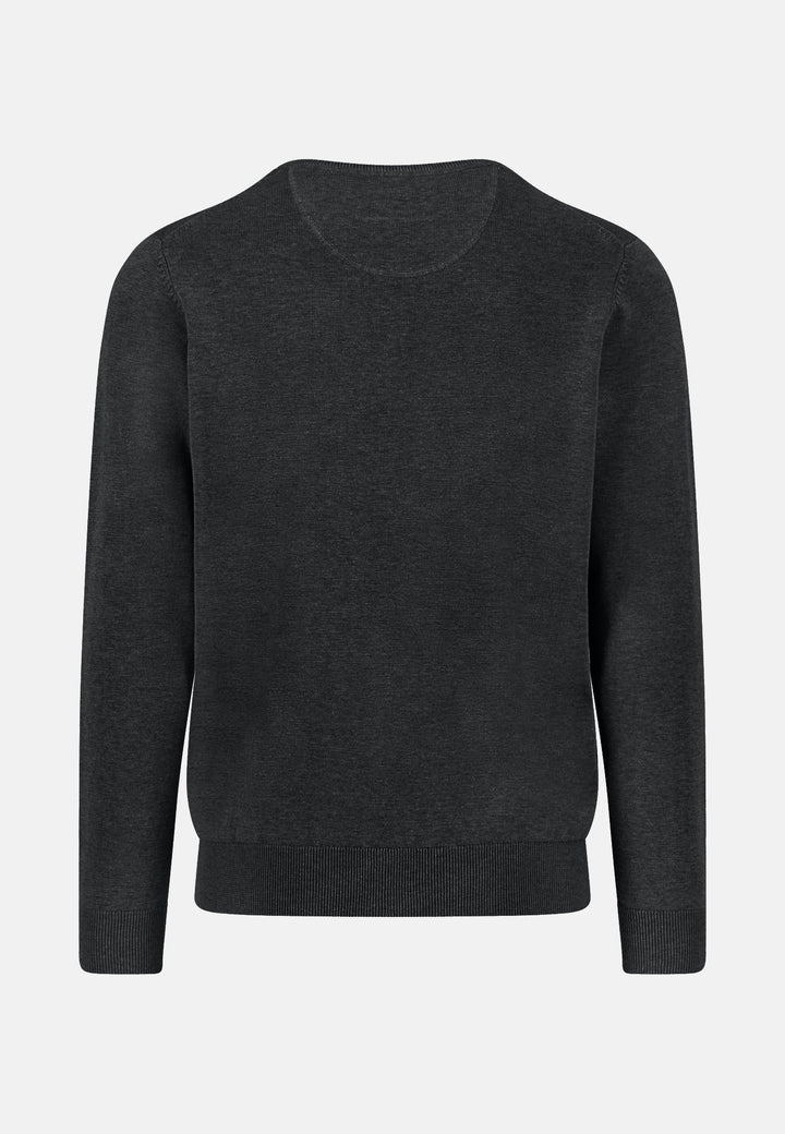 Fynch-Hatton Fine Knit Cotton Crewneck Sweater Black SFPK210-999-3XL