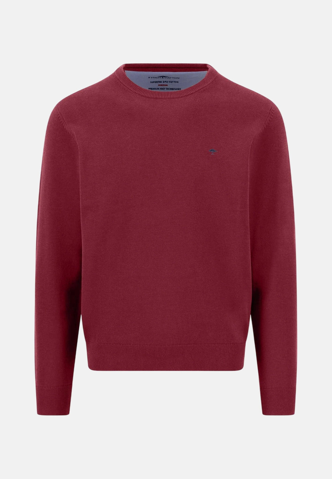 Fynch-Hatton Fine Knit Cotton Crewneck Sweater Brick 1614210-346-M