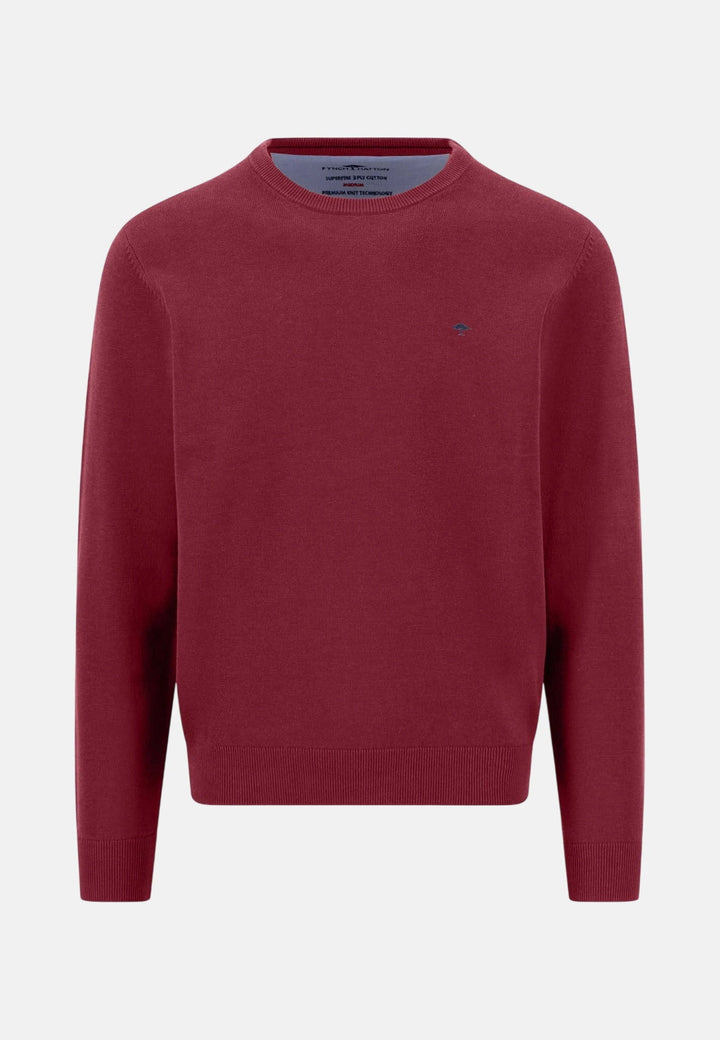 Fynch-Hatton Fine Knit Cotton Crewneck Sweater Brick 1614210-346-M