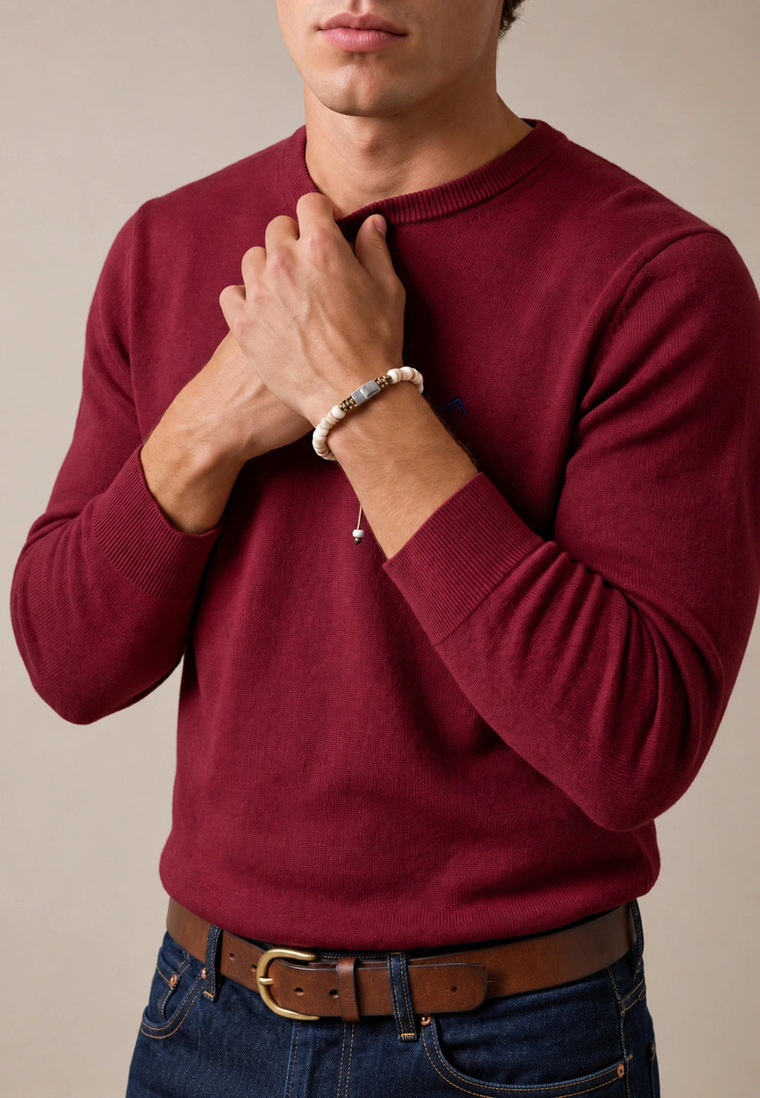 Fynch-Hatton Fine Knit Cotton Crewneck Sweater Brick 1614210-346-M