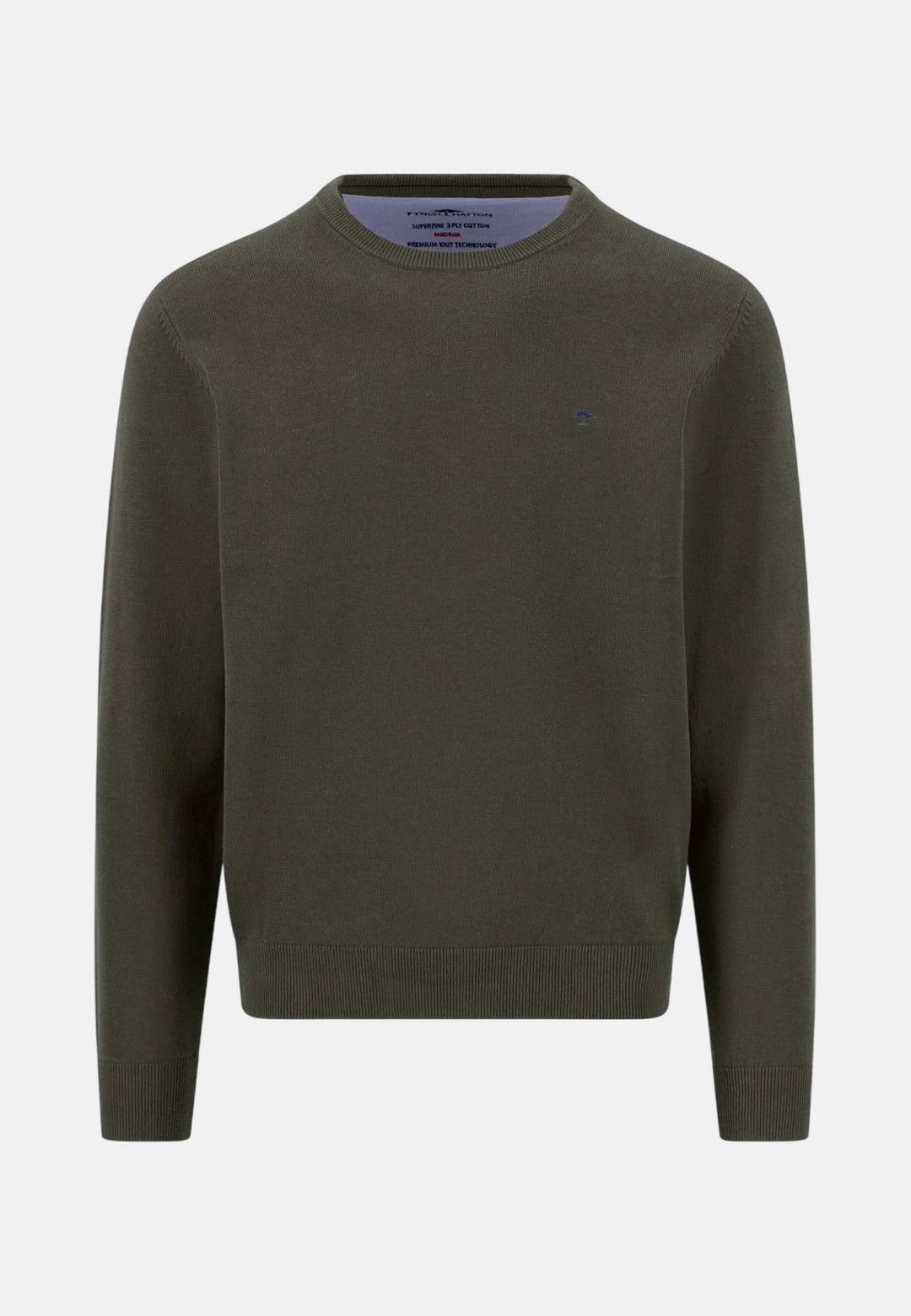 Fynch-Hatton Fine Knit Cotton Crewneck Sweater Cypress 1614210-749-M