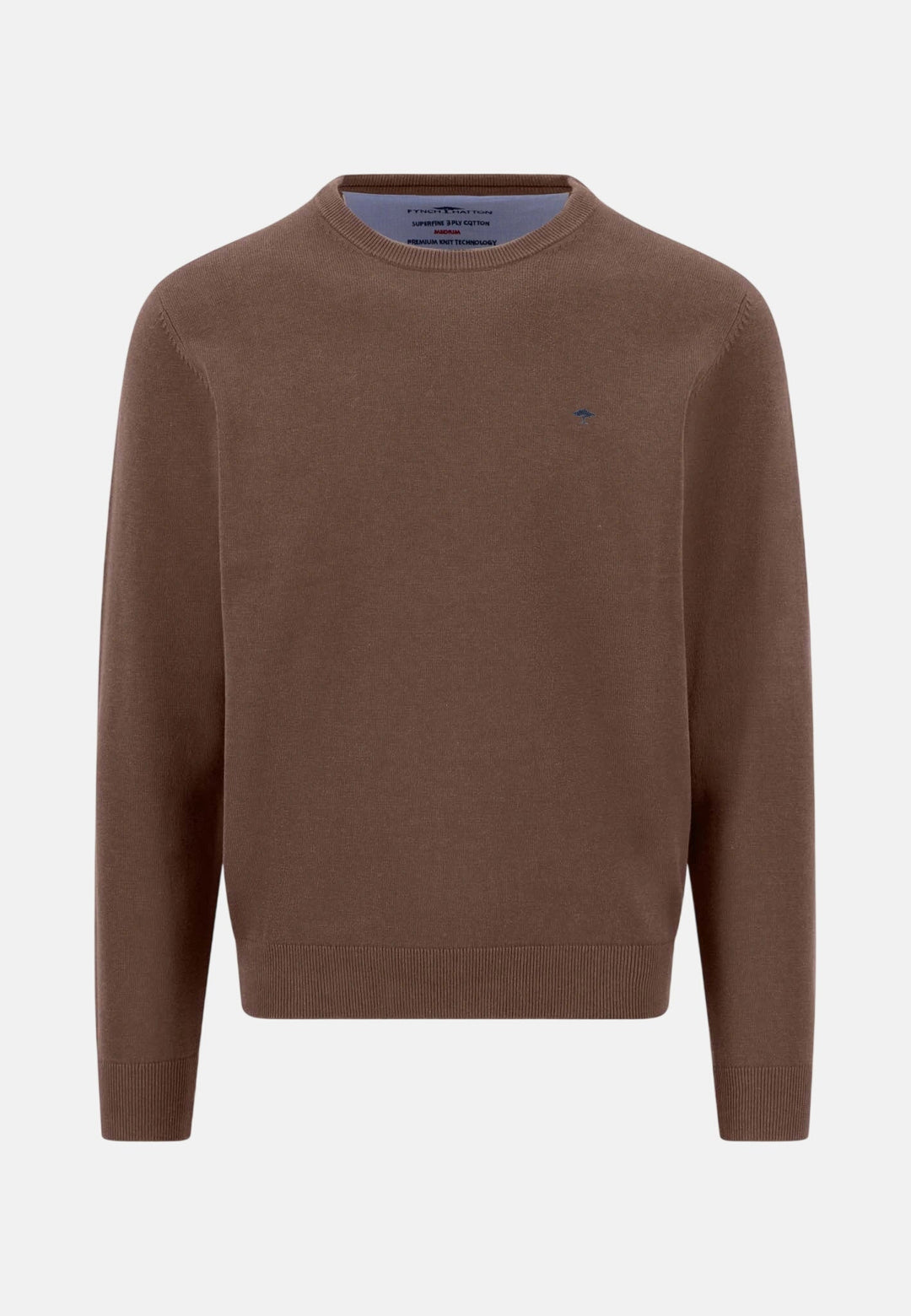 Fynch-Hatton Fine Knit Cotton Crewneck Sweater Dark Chocolate 1614210-861-M