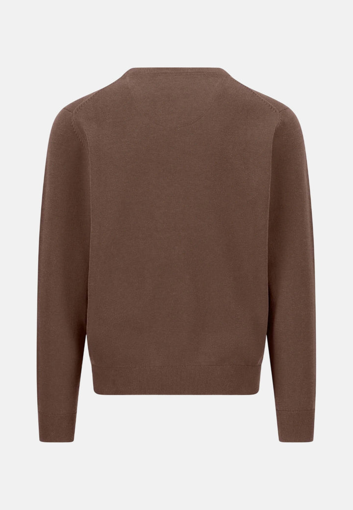 Fynch-Hatton Fine Knit Cotton Crewneck Sweater Dark Chocolate 1614210-861-M
