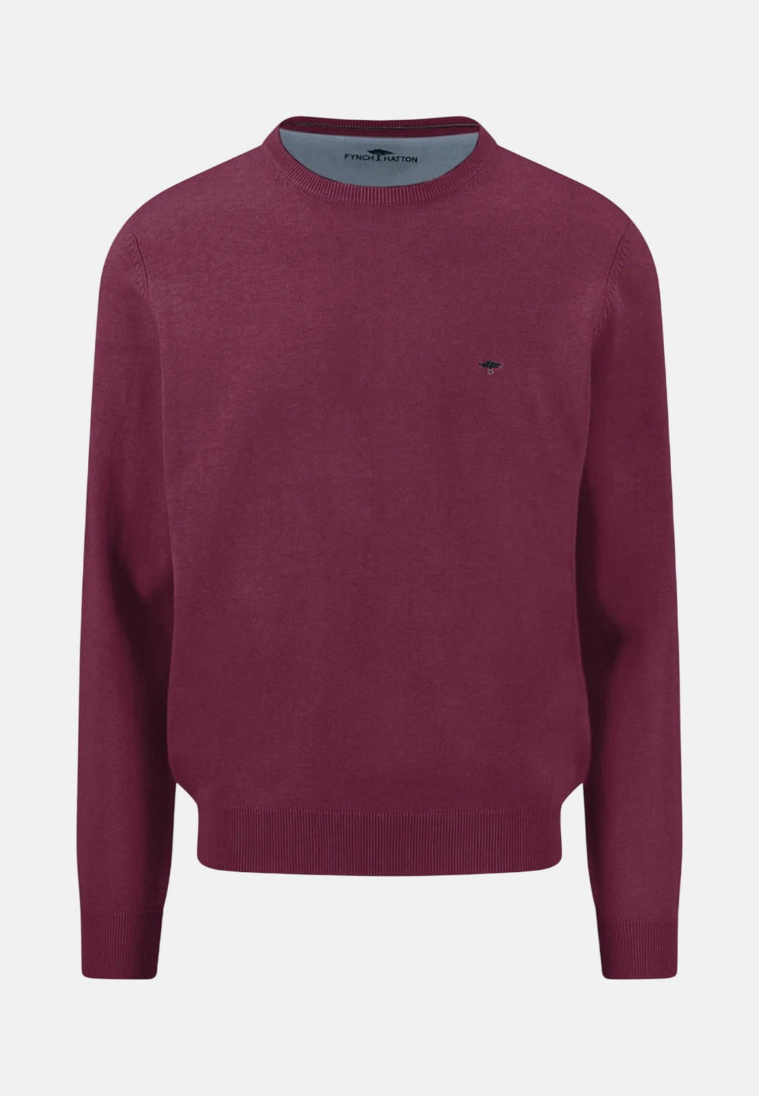 Fynch - Hatton Fine Knit Cotton Crewneck Sweater Deep Merlot - 1613210-368-M - fynch - hatton.co.uk