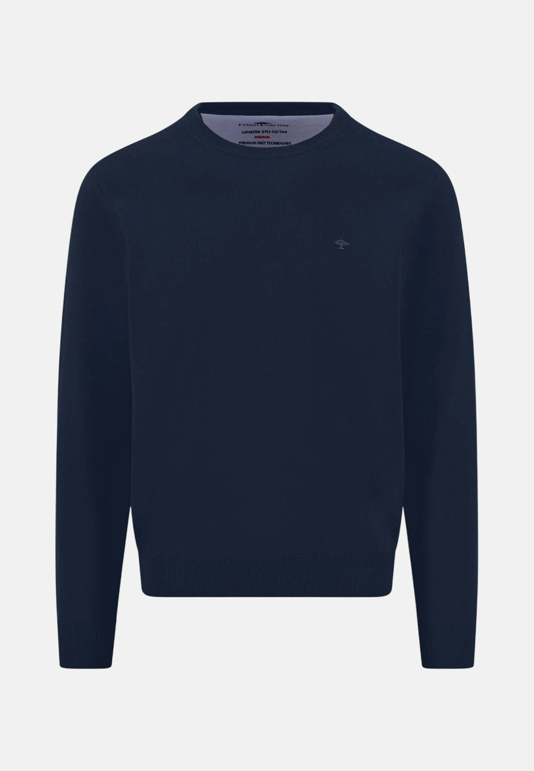 Fynch-Hatton Fine Knit Cotton Crewneck Sweater Ink Blue 1614210-661-S