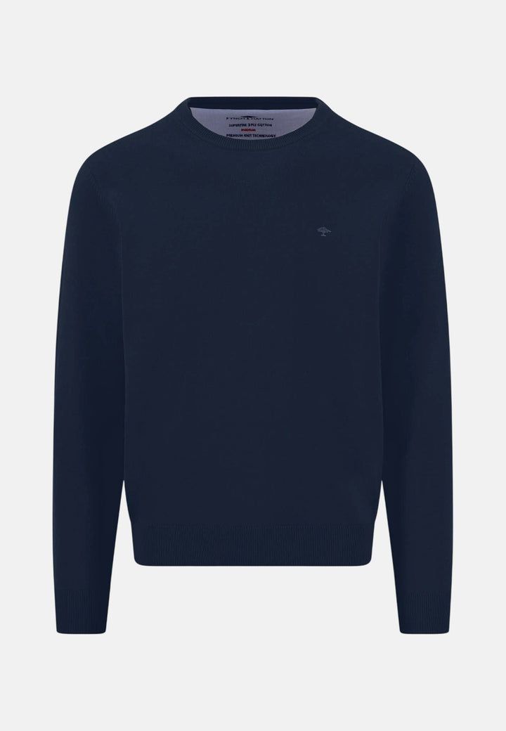 Fynch-Hatton Fine Knit Cotton Crewneck Sweater Ink Blue 1614210-661-S