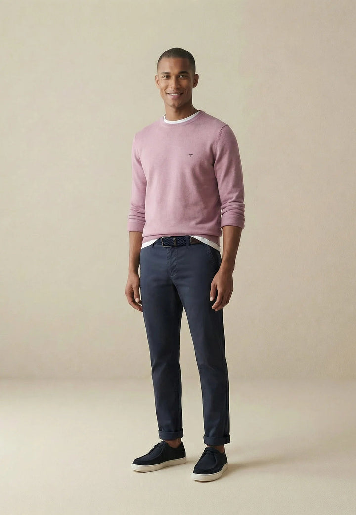 Fynch - Hatton Fine Knit Cotton Crewneck Sweater Magnolia 1613210-464-S
