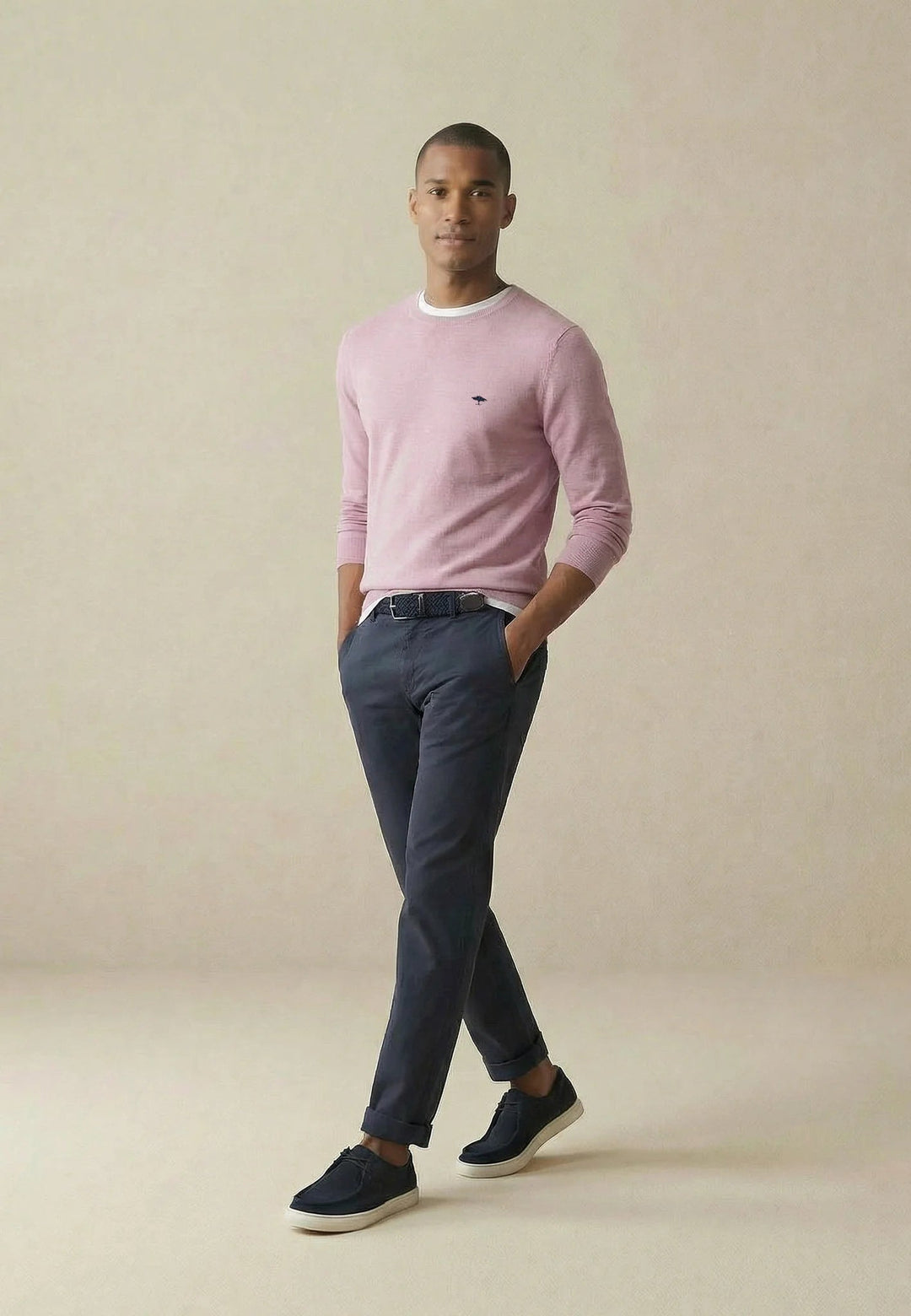 Fynch - Hatton Fine Knit Cotton Crewneck Sweater Magnolia 1613210-464-S
