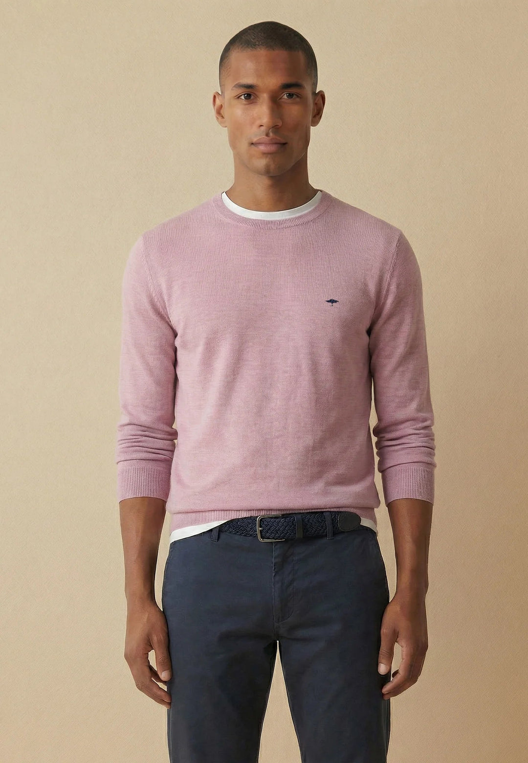 Fynch - Hatton Fine Knit Cotton Crewneck Sweater Magnolia 1613210-464-S