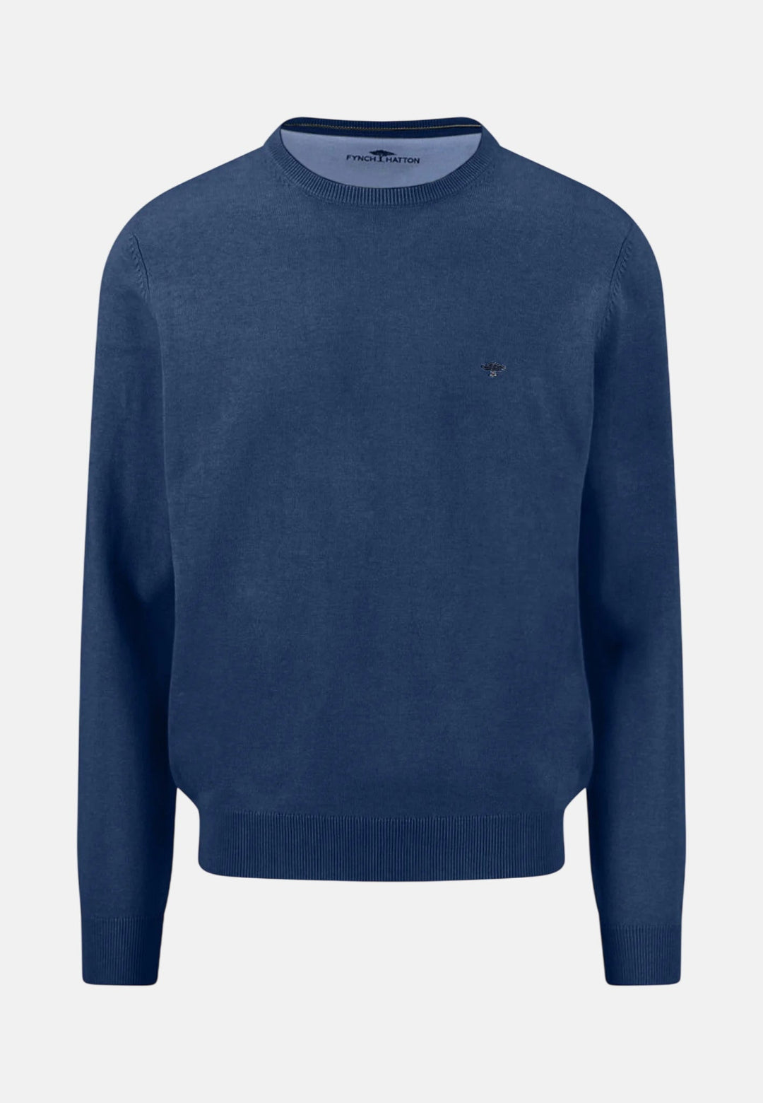 Fynch - Hatton Fine Knit Cotton Crewneck Sweater Midnight - 1613210-672-M - fynch - hatton.co.uk