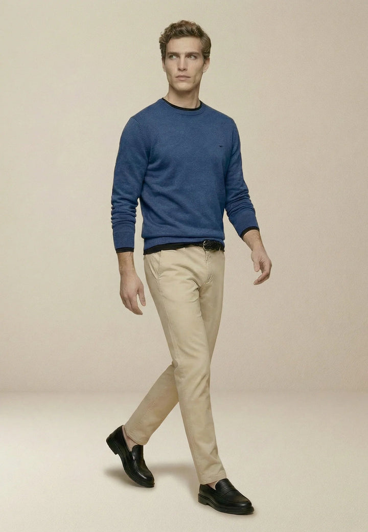 Fynch - Hatton Fine Knit Cotton Crewneck Sweater Midnight - 1613210-672-M - fynch - hatton.co.uk