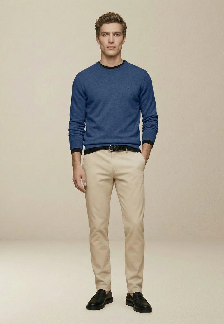 Fynch - Hatton Fine Knit Cotton Crewneck Sweater Midnight - 1613210-672-M - fynch - hatton.co.uk