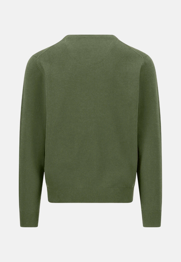 Fynch-Hatton Fine Knit Cotton Crewneck Sweater Moss 1614210-748-M