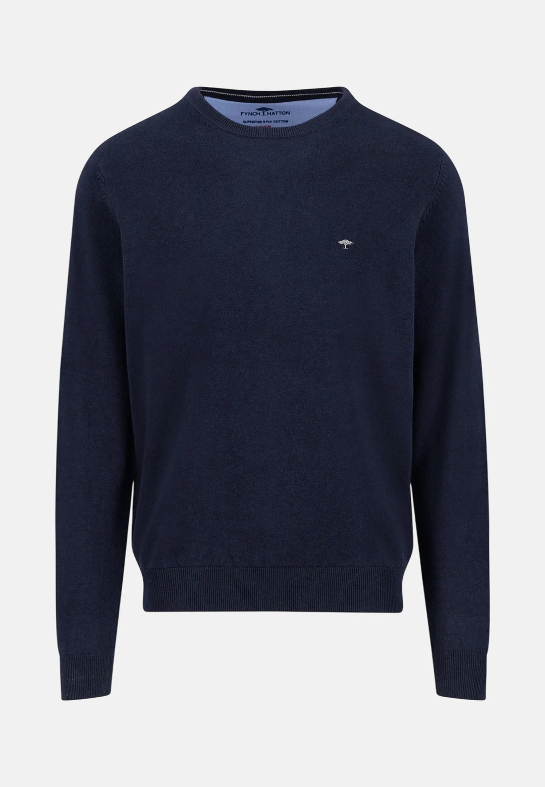 Fynch-Hatton Fine Knit Cotton Crewneck Sweater Navy SFPK210-690-S
