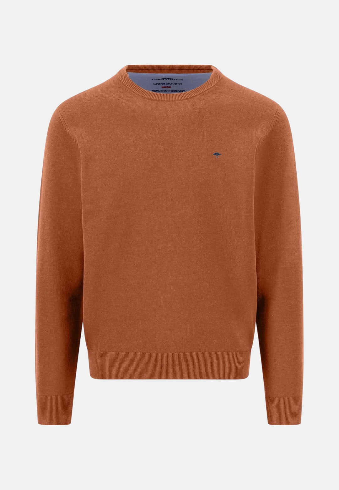 Fynch-Hatton Fine Knit Cotton Crewneck Sweater Sienna 1614210-818-S
