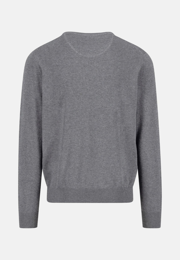 Fynch-Hatton Fine Knit Cotton Crewneck Sweater Steel SFPK210-936-S