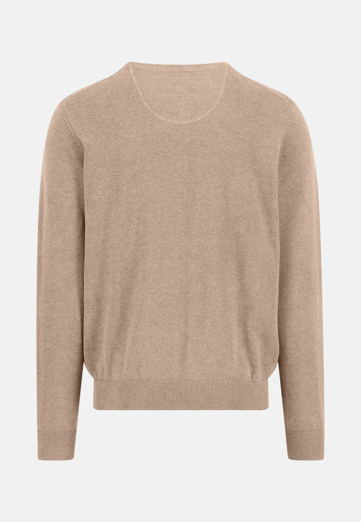 Fynch - Hatton Fine Knit Cotton Crewneck Sweater Taupe 1613210-864-M