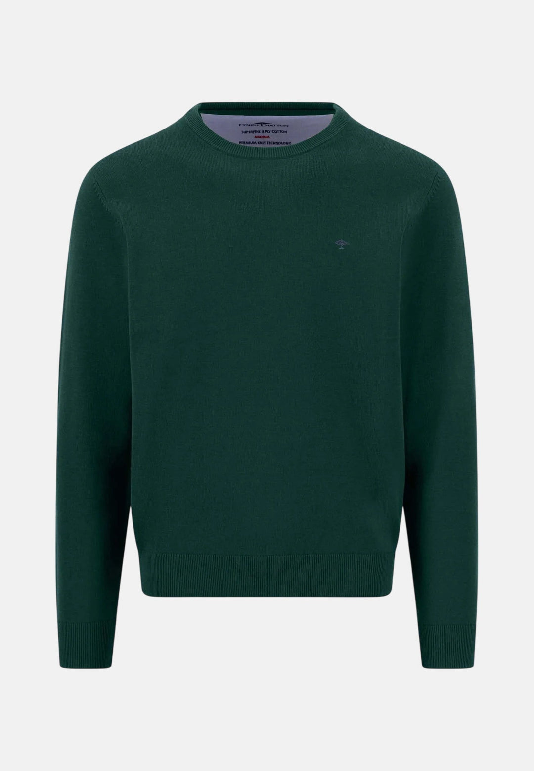 Fynch-Hatton Fine Knit Cotton Crewneck Sweater Teal 1614210-673-S