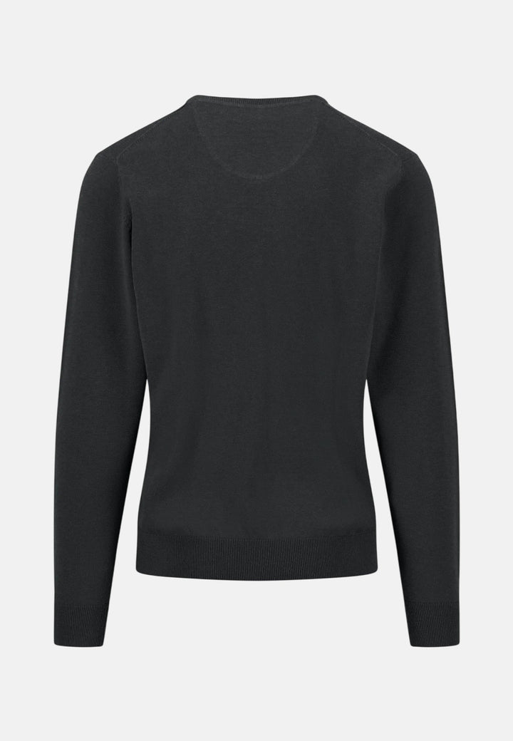 Fynch-Hatton Fine Knit Cotton V-Neck Sweater Black 1614211-999-M