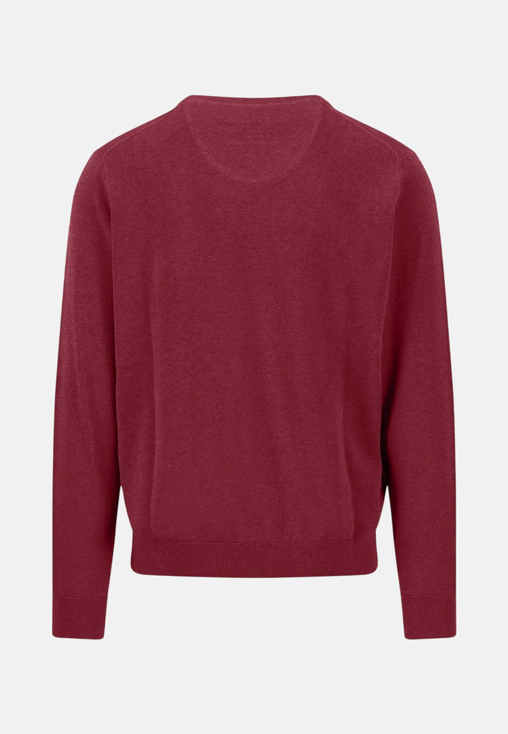 Fynch-Hatton Fine Knit Cotton V-Neck Sweater Brick 1614211-346-S