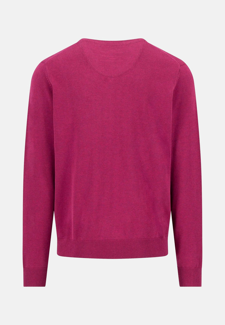 Fynch-Hatton Fine Knit Cotton V-Neck Sweater Grape 1614211-416-M