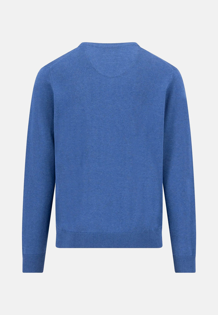 Fynch-Hatton Fine Knit Cotton V-Neck Sweater Ink Blue 1614211-661-M