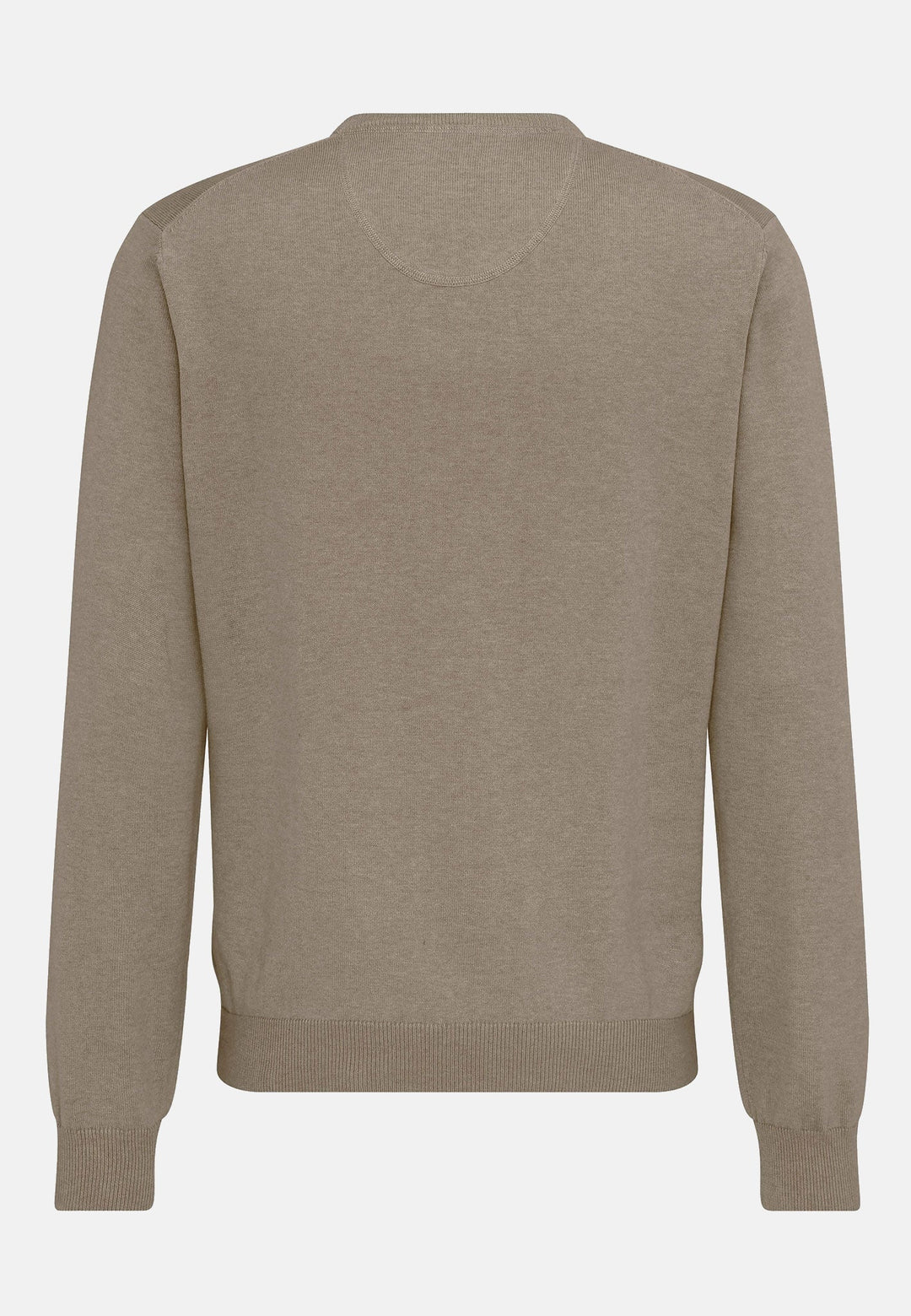 Fynch-Hatton Fine Knit Cotton V-Neck Sweater Taupe SFPK211-864-M