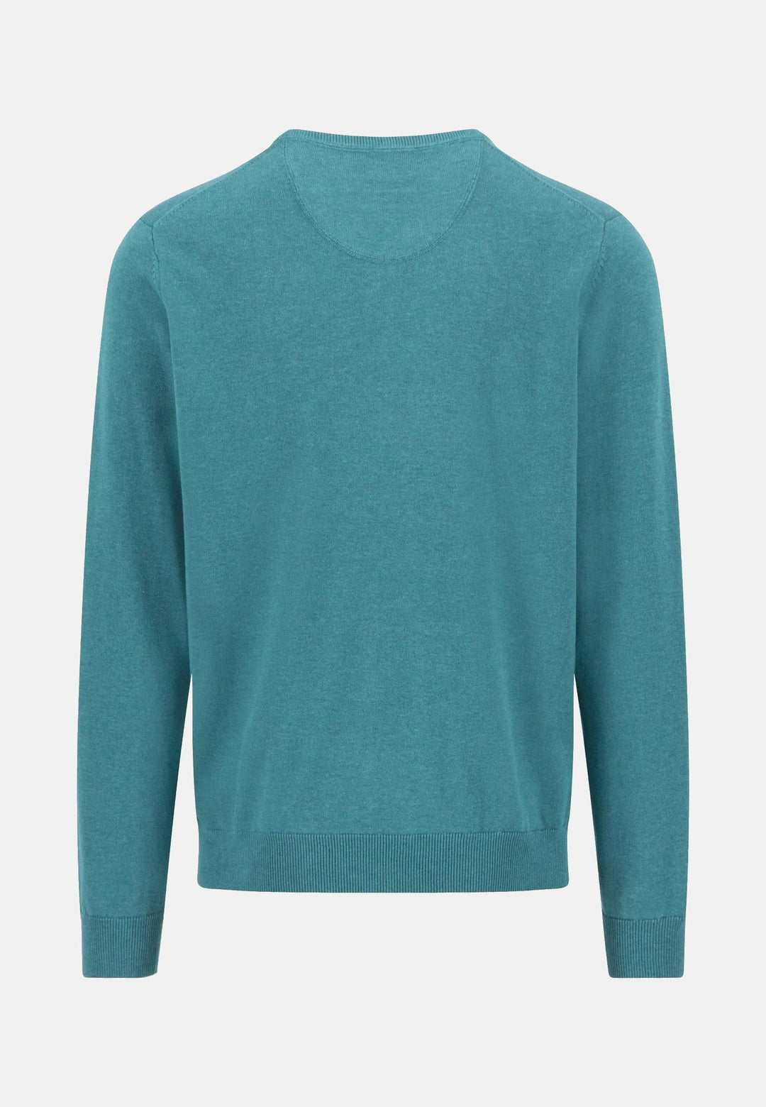 Fynch-Hatton Fine Knit Cotton V-Neck Sweater Teal 1614211-673-M