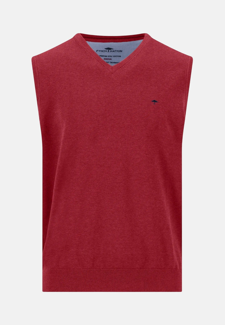 Fynch-Hatton Fine Knit Cotton Vest Brick 1614214-346-M