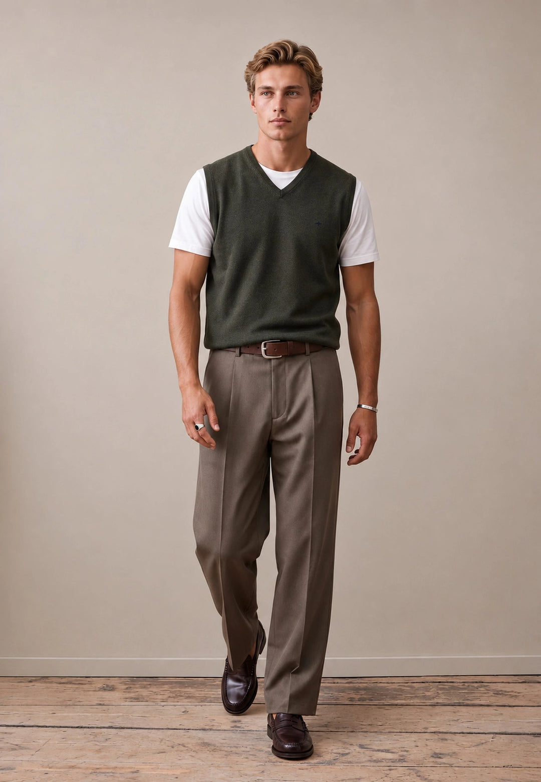 Fynch-Hatton Fine Knit Cotton Vest Cypress 1614214-749-M