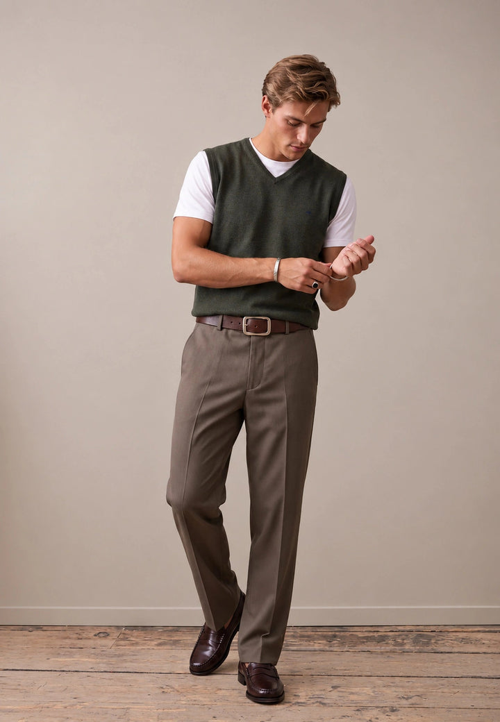 Fynch-Hatton Fine Knit Cotton Vest Cypress 1614214-749-M