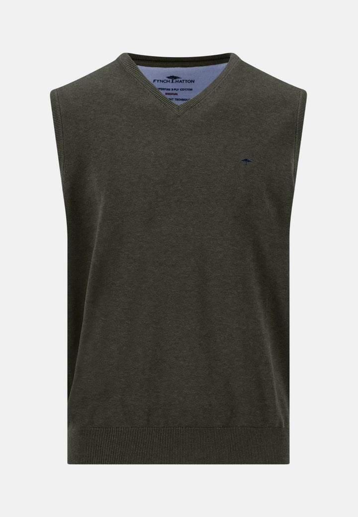 Fynch-Hatton Fine Knit Cotton Vest Cypress 1614214-749-M